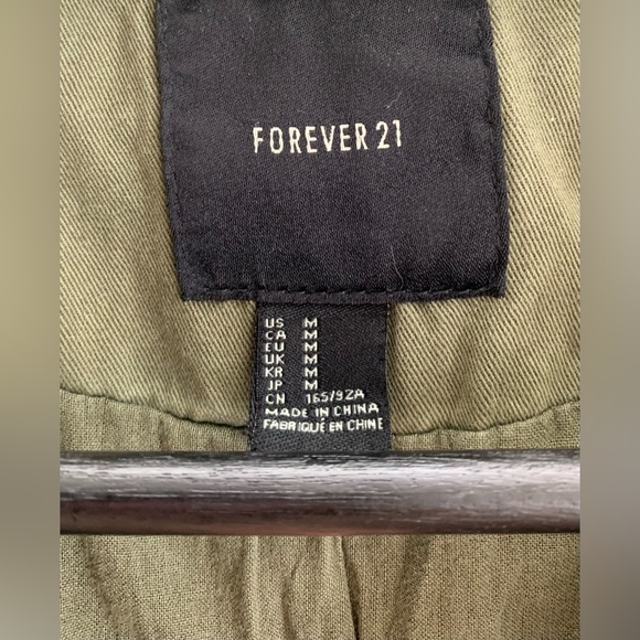 Forever 21 Military Studded Spiked Moto Jacket Olive Green Size M - Picture 7 of 7